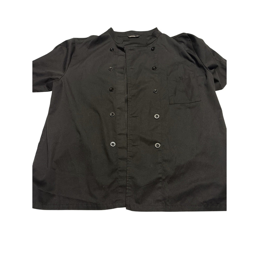Kitchief Mens Black Short Sleeve Chef Coat Jacket XL Double Breasted Pocket